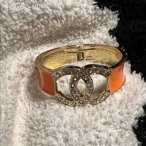 NWOT Orange and Gold Bracelet with Crystal Accents